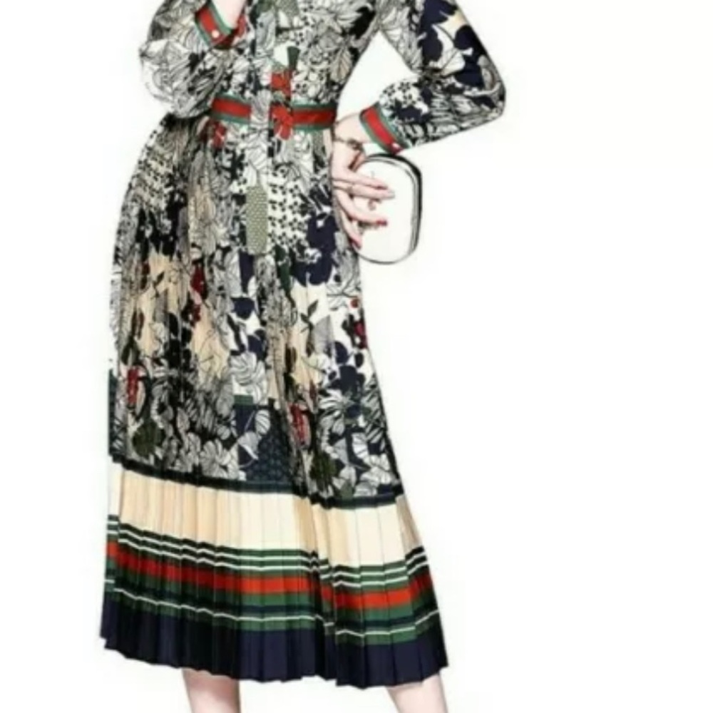 Lai Meng Five Cats Women' s Pleated Floral Button-Up Midi Dress - XXXL (US 12)